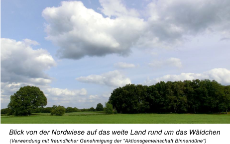 Blick von der Nordwiese auf das weite Land rund um das Wldchen (Verwendung mit freundlicher Genehmigung der Aktionsgemeinschaft Binnendne)